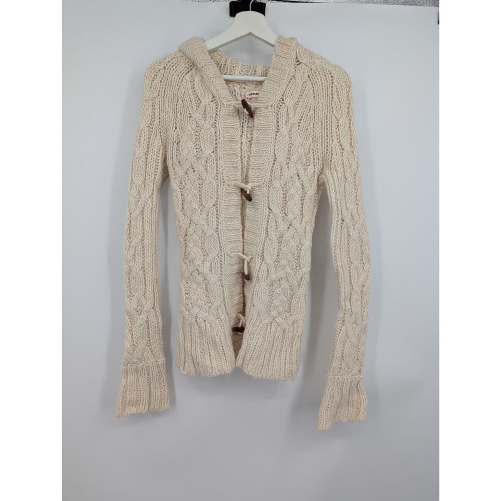 Vintage Abercrombie Barrel Button Front Hooded Fisherman Alpaca Cardigan Medium